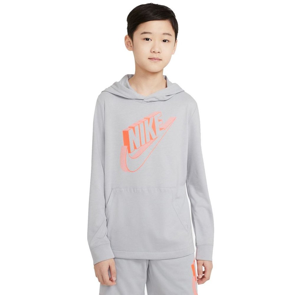 Nike Kids Sportswear Hoodie Smoke Gray/Orange DD8694-077